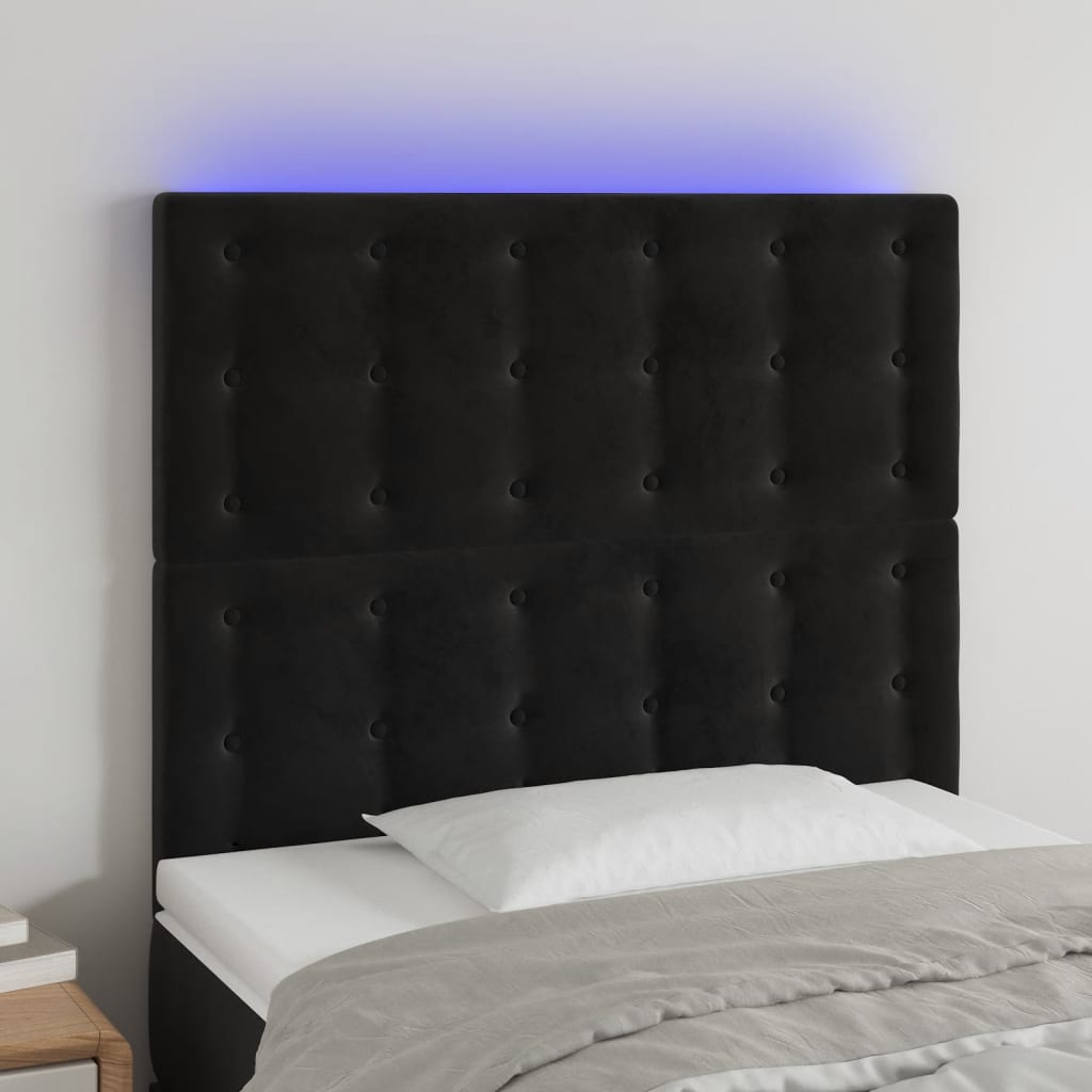 vidaXL Hoofdbord LED 80x5x78/88 cm fluweel lichtgrijs