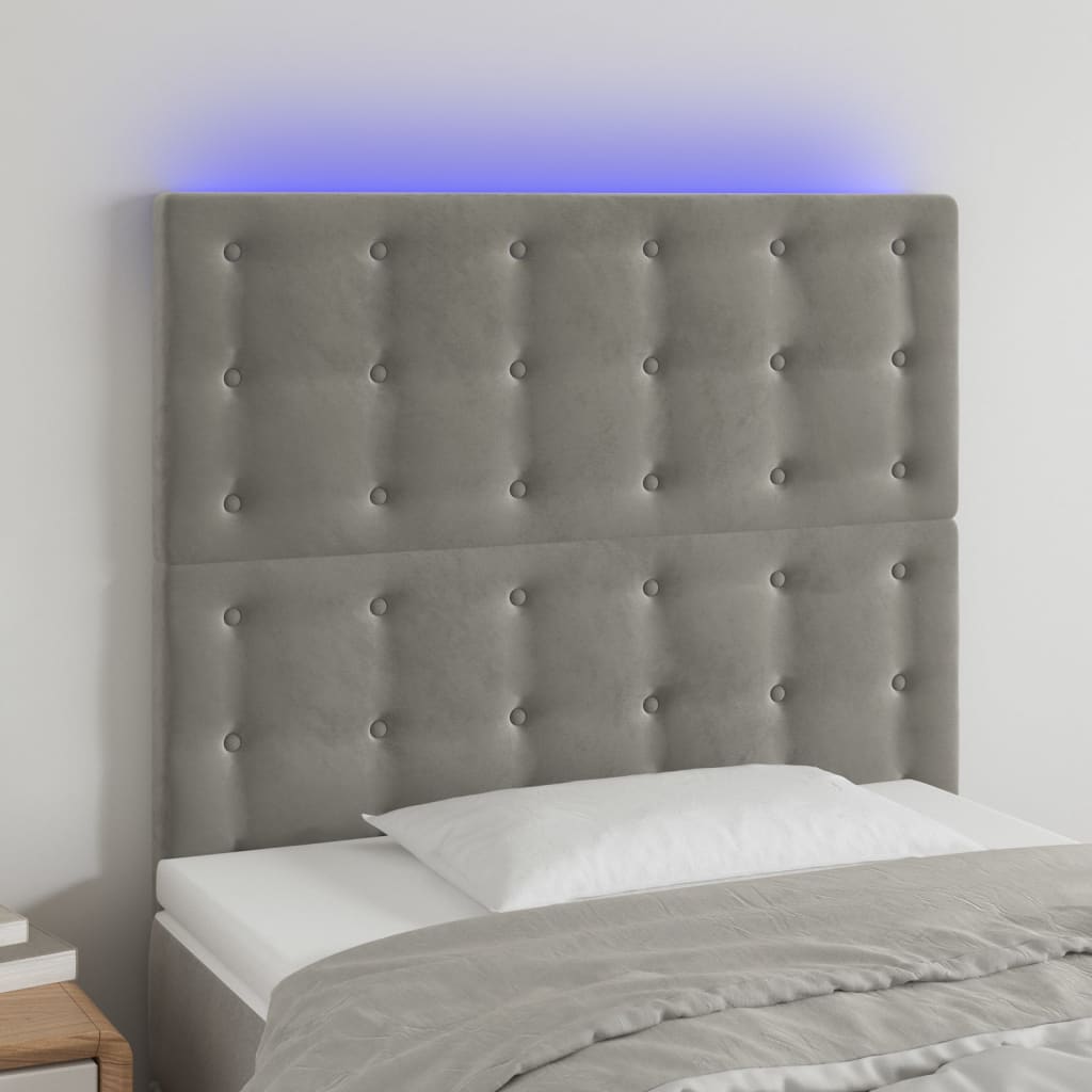 vidaXL Hoofdbord LED 80x5x78/88 cm fluweel lichtgrijs