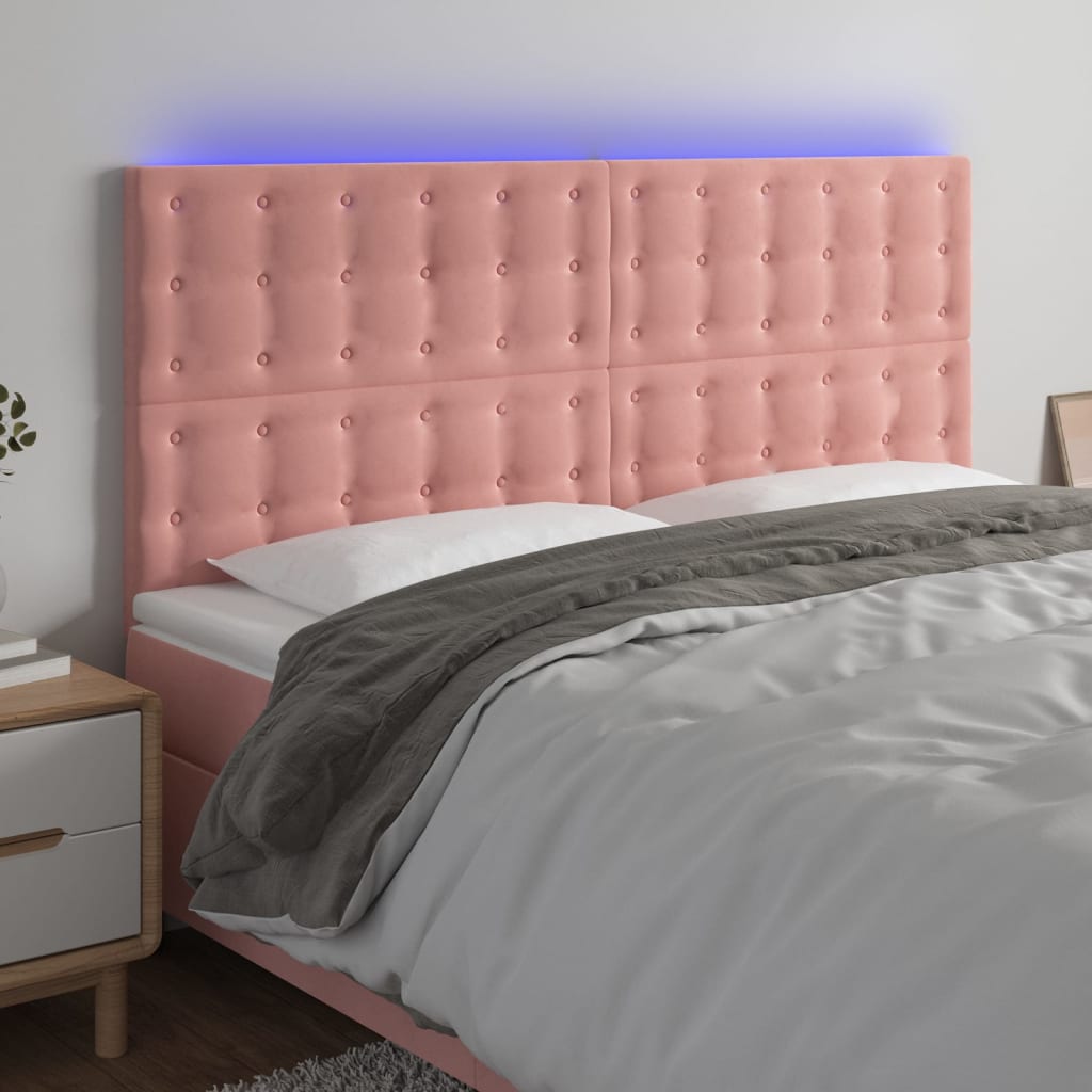 vidaXL Hoofdbord LED 80x5x78/88 cm fluweel lichtgrijs