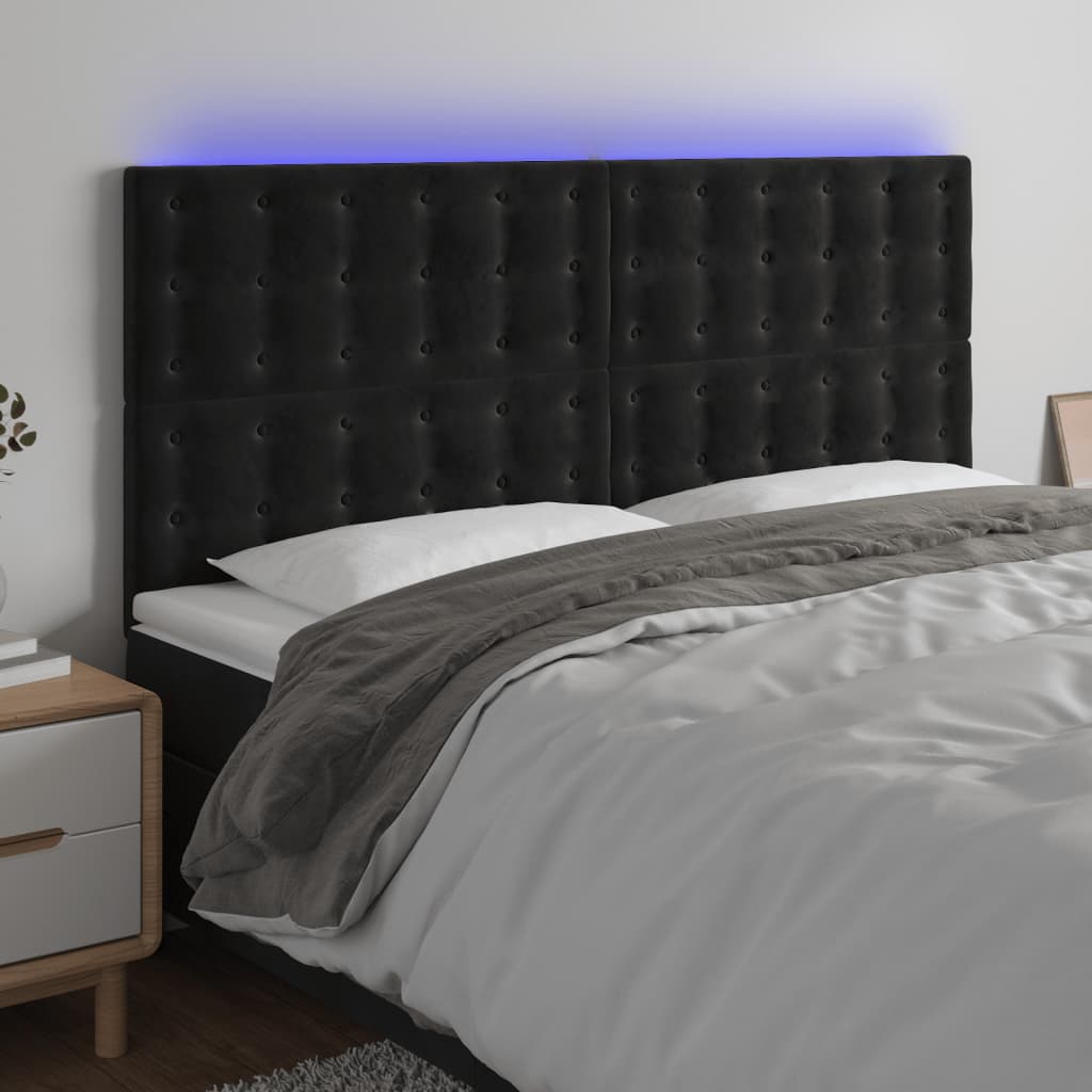 vidaXL Hoofdbord LED 80x5x78/88 cm fluweel lichtgrijs