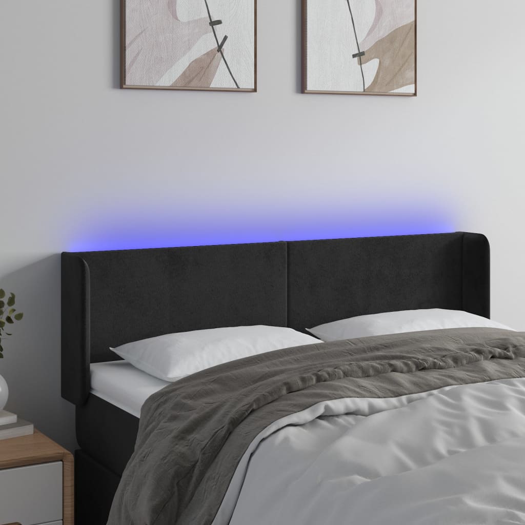 vidaXL Hoofdbord LED 83x16x78/88 cm fluweel lichtgrijs