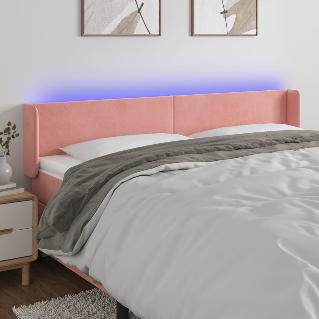 vidaXL Hoofdbord LED 83x16x78/88 cm fluweel lichtgrijs