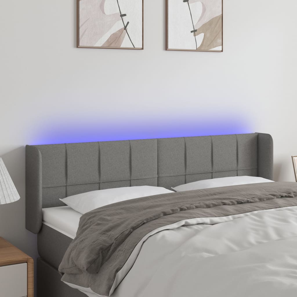 vidaXL Hoofdbord LED 83x16x78/88 cm stof lichtgrijs