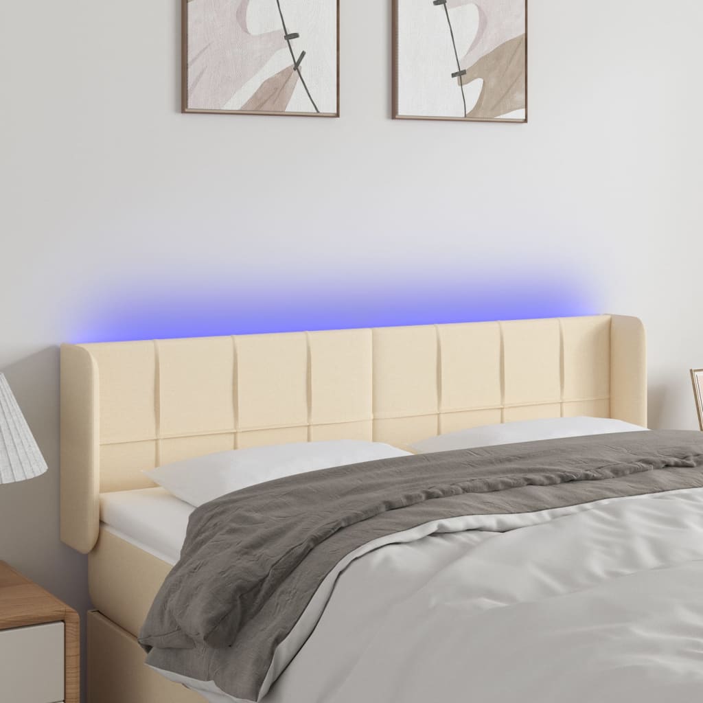 vidaXL Hoofdbord LED 83x16x78/88 cm stof lichtgrijs