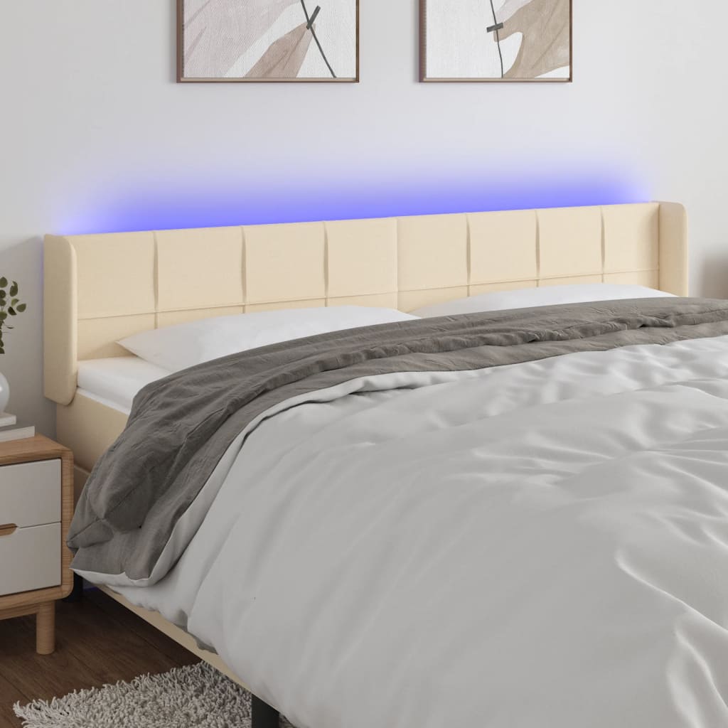 vidaXL Hoofdbord LED 83x16x78/88 cm stof lichtgrijs