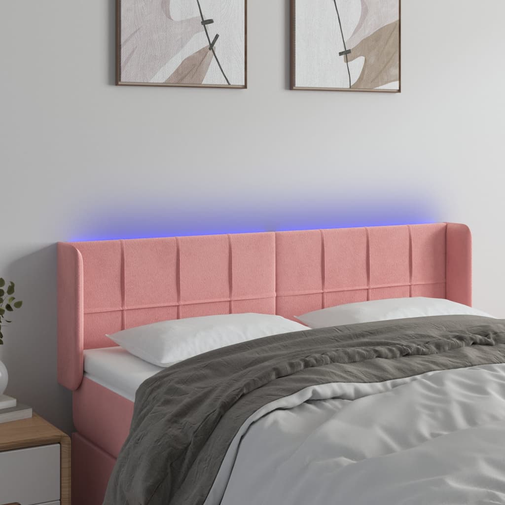 vidaXL Hoofdbord LED 83x16x78/88 cm fluweel lichtgrijs