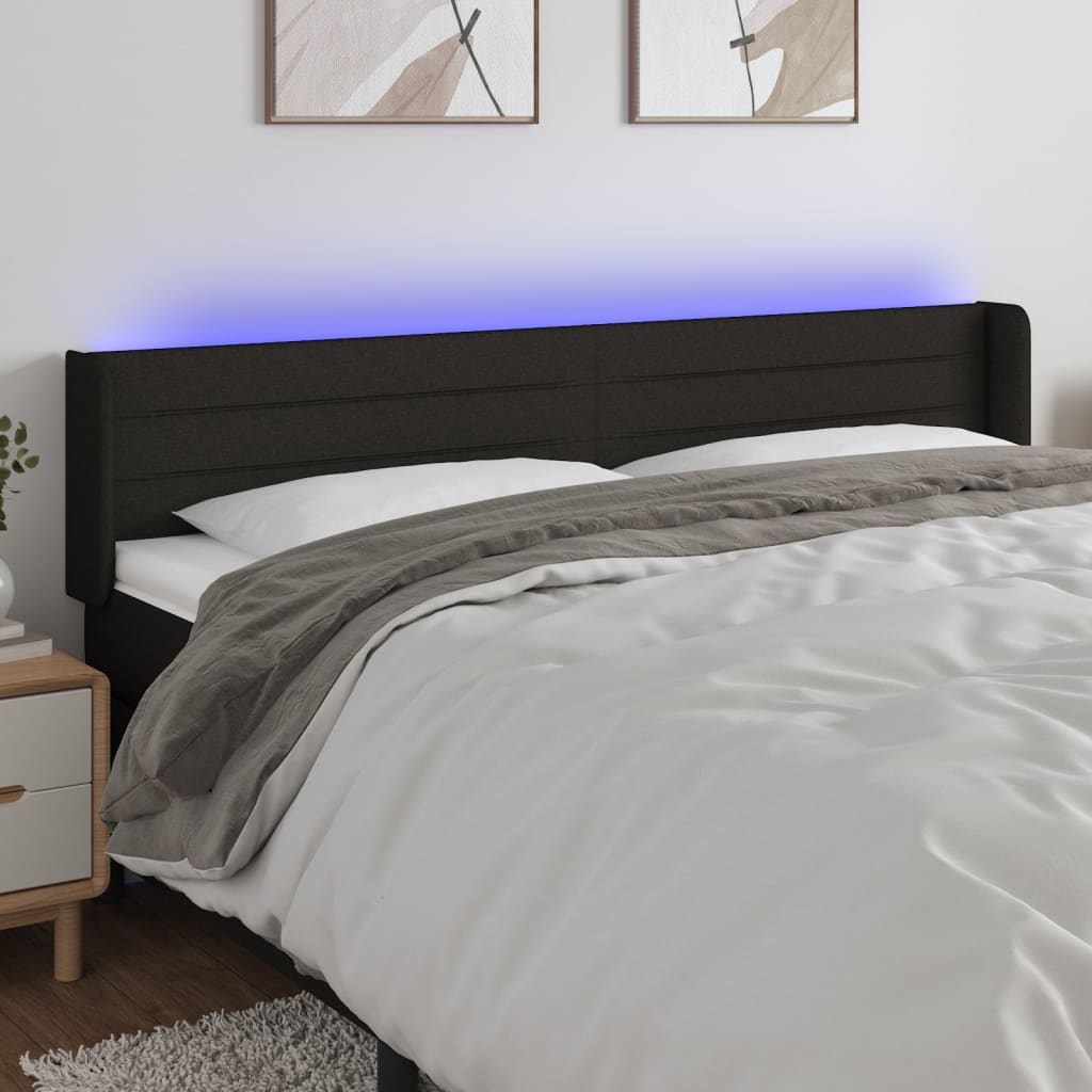 vidaXL Hoofdbord LED 83x16x78/88 cm stof lichtgrijs