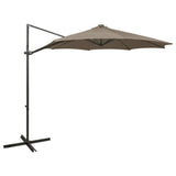 vidaXL Zweefparasol met paal en LED-verlichting 300 cm zandkleurig