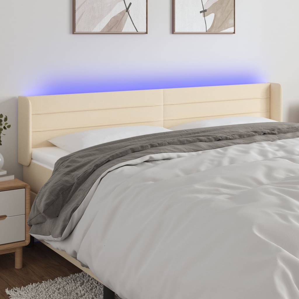 vidaXL Hoofdbord LED 83x16x78/88 cm stof lichtgrijs