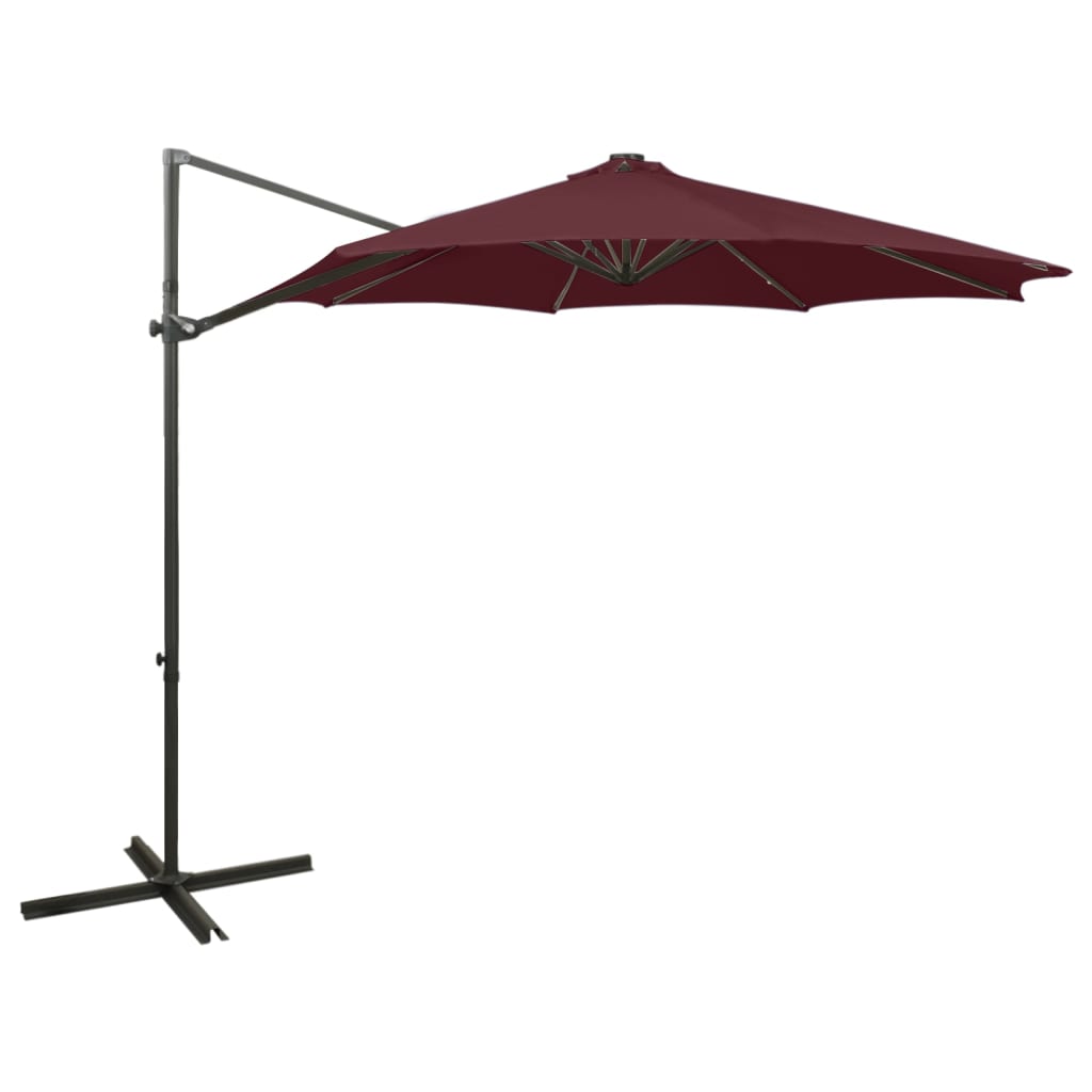 vidaXL Zweefparasol met paal en LED-verlichting 300 cm zandkleurig