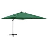 vidaXL Zweefparasol met paal en LED-verlichting 300 cm zandkleurig
