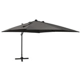 vidaXL Zweefparasol met paal en LED-verlichting 300 cm zandkleurig