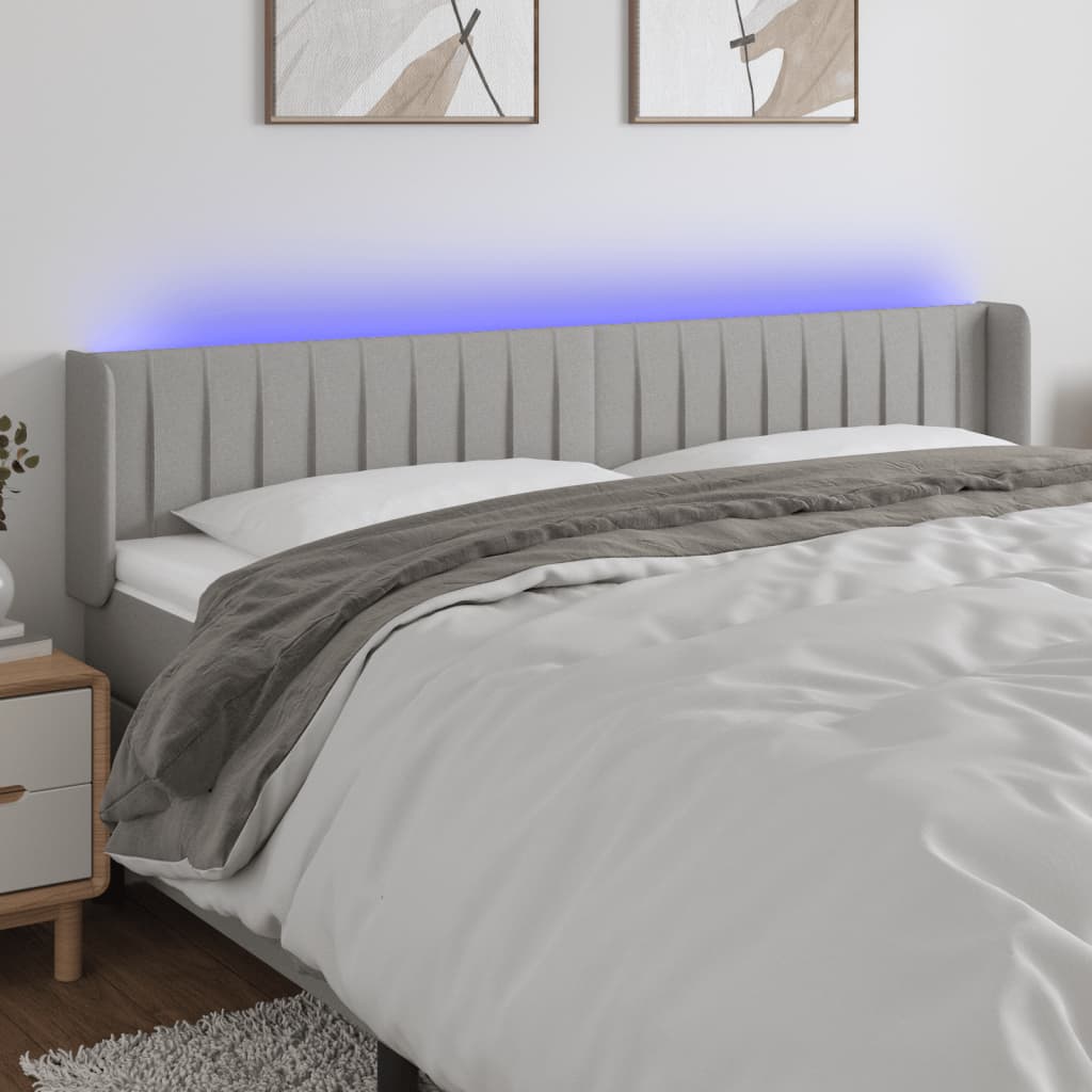 vidaXL Hoofdbord LED 83x16x78/88 cm stof lichtgrijs