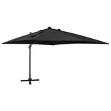 vidaXL Zweefparasol met paal en LED-verlichting 300 cm zandkleurig