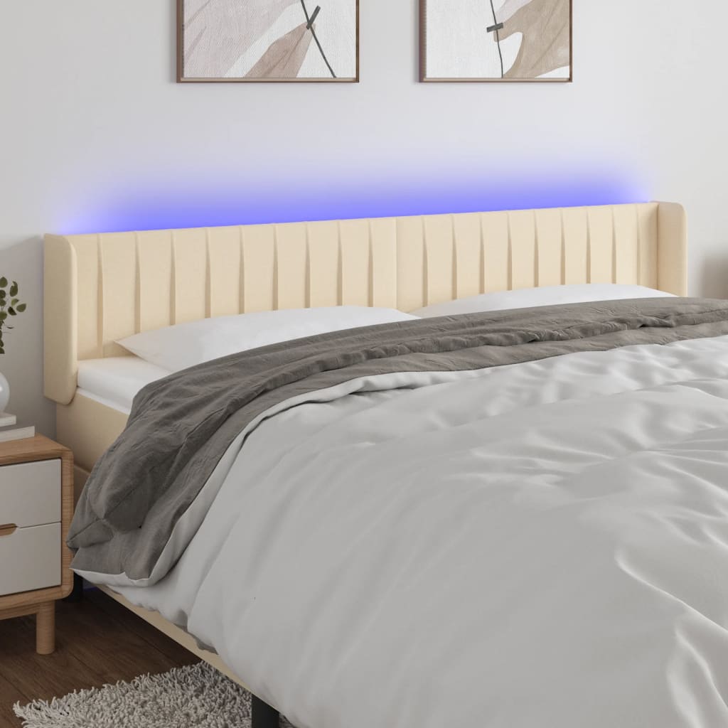 vidaXL Hoofdbord LED 83x16x78/88 cm stof lichtgrijs