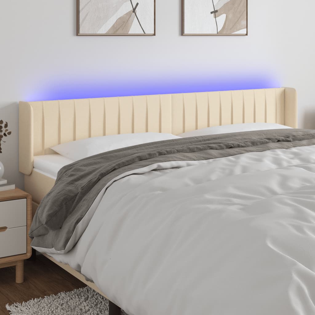 vidaXL Hoofdbord LED 83x16x78/88 cm stof lichtgrijs