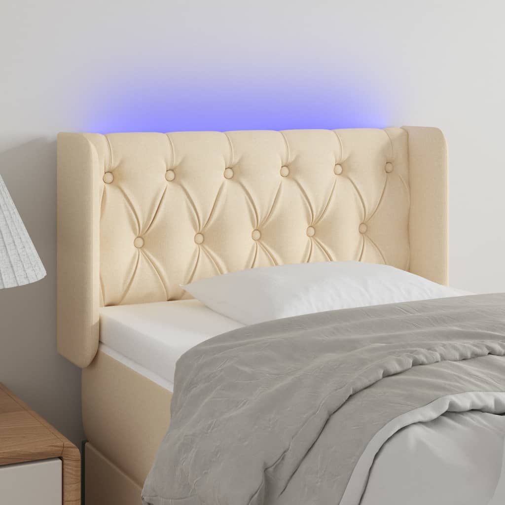 vidaXL Hoofdbord LED 83x16x78/88 cm stof lichtgrijs