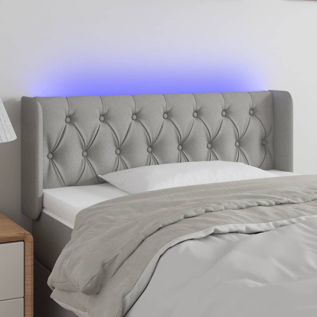 vidaXL Hoofdbord LED 83x16x78/88 cm stof lichtgrijs