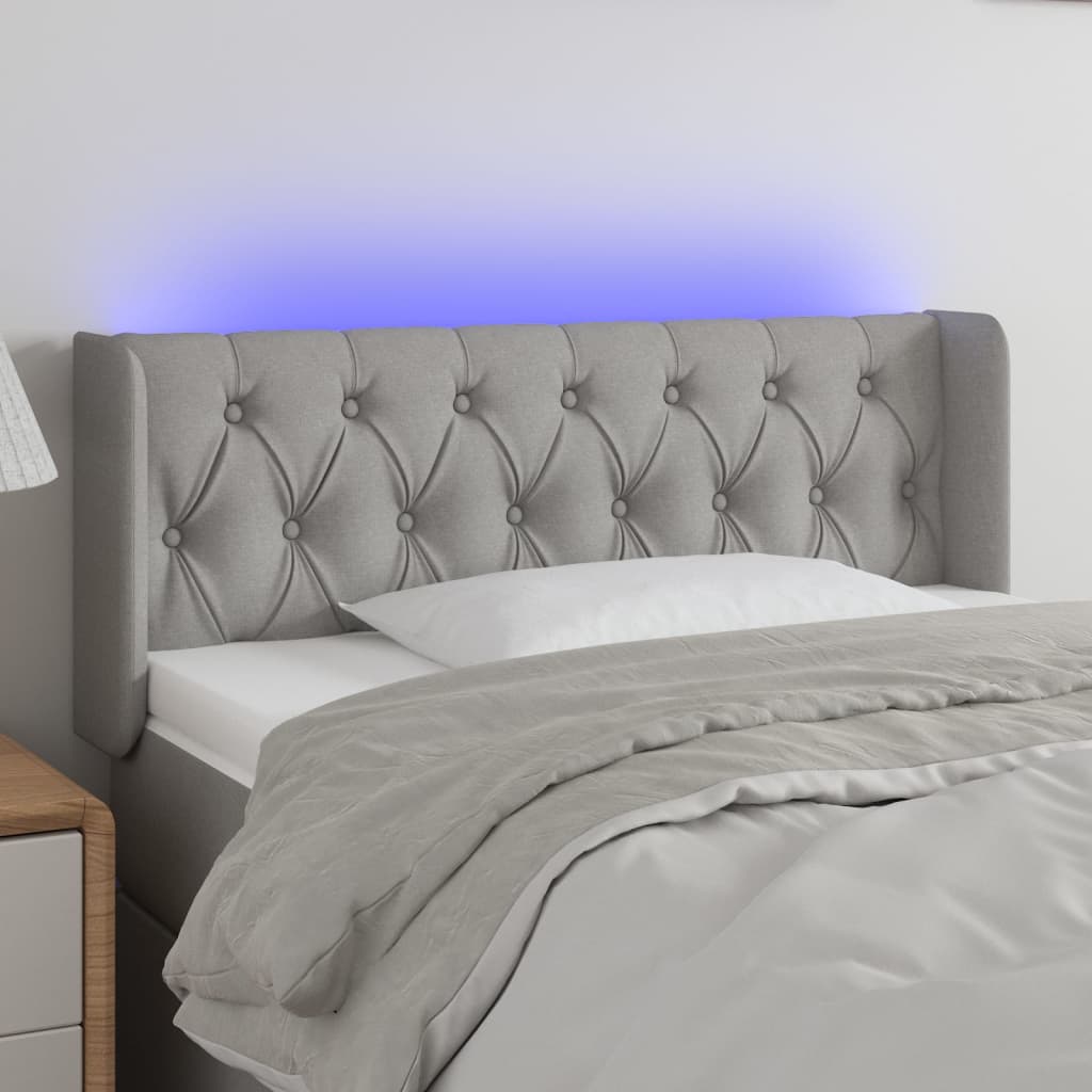 vidaXL Hoofdbord LED 83x16x78/88 cm stof lichtgrijs