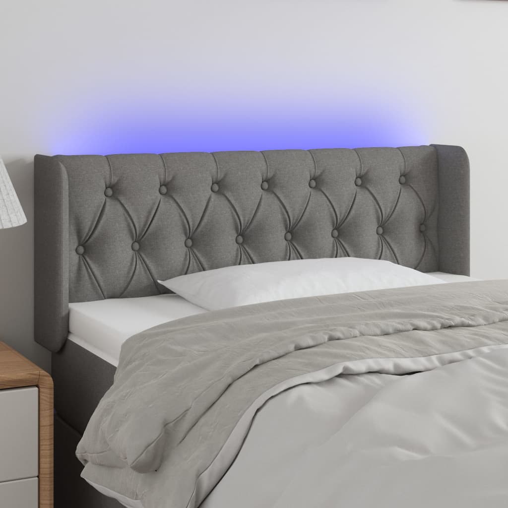 vidaXL Hoofdbord LED 83x16x78/88 cm stof lichtgrijs