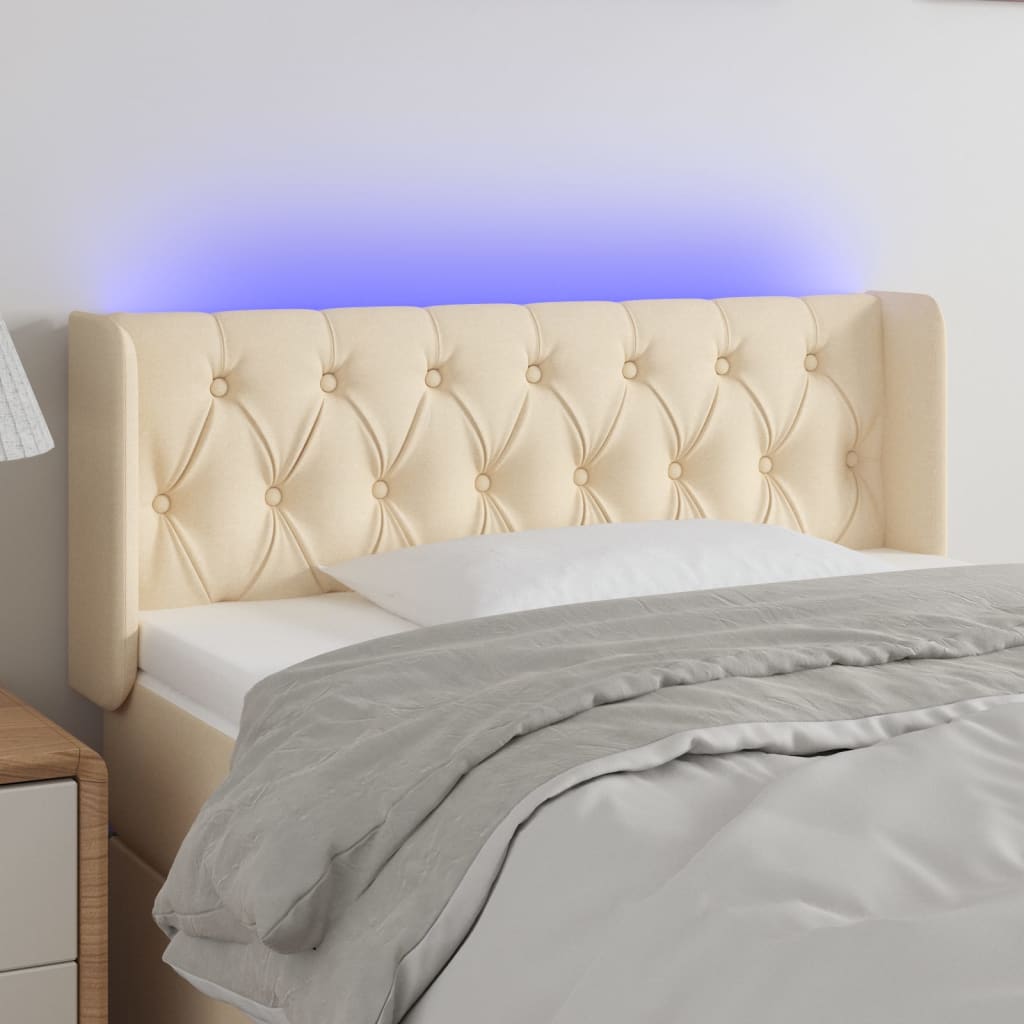 vidaXL Hoofdbord LED 83x16x78/88 cm stof lichtgrijs