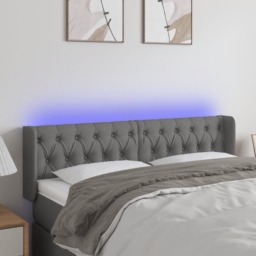 vidaXL Hoofdbord LED 83x16x78/88 cm stof lichtgrijs