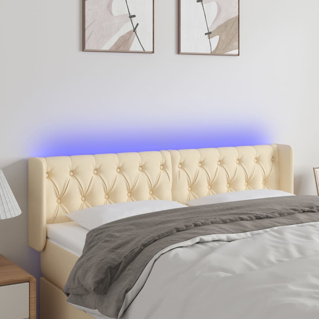 vidaXL Hoofdbord LED 83x16x78/88 cm stof lichtgrijs