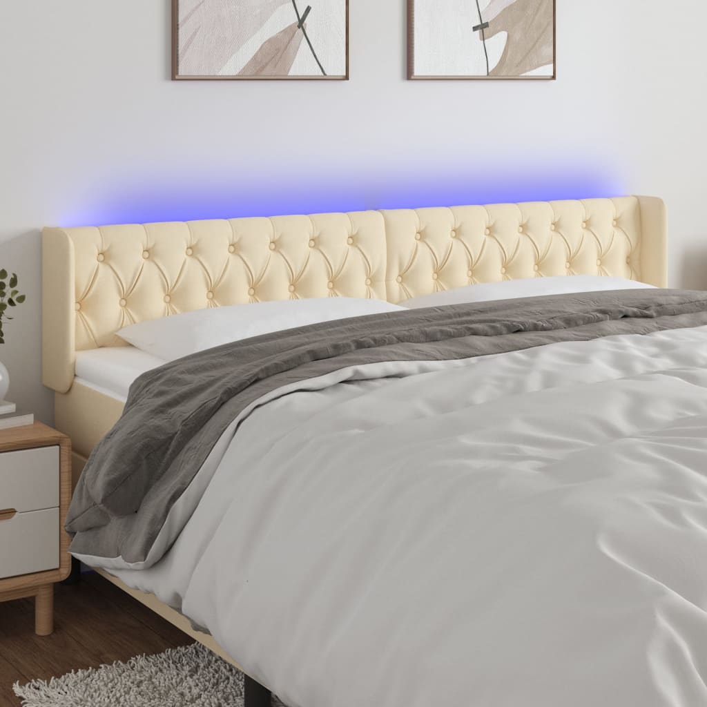 vidaXL Hoofdbord LED 83x16x78/88 cm stof lichtgrijs