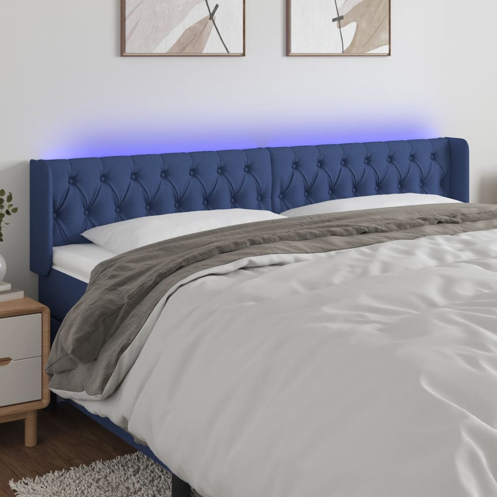 vidaXL Hoofdbord LED 83x16x78/88 cm stof lichtgrijs