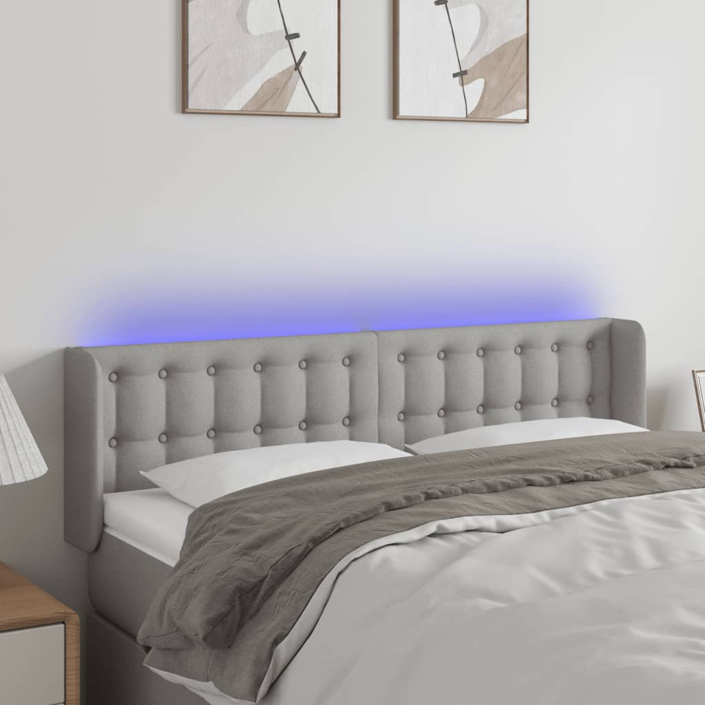 vidaXL Hoofdbord LED 83x16x78/88 cm stof lichtgrijs