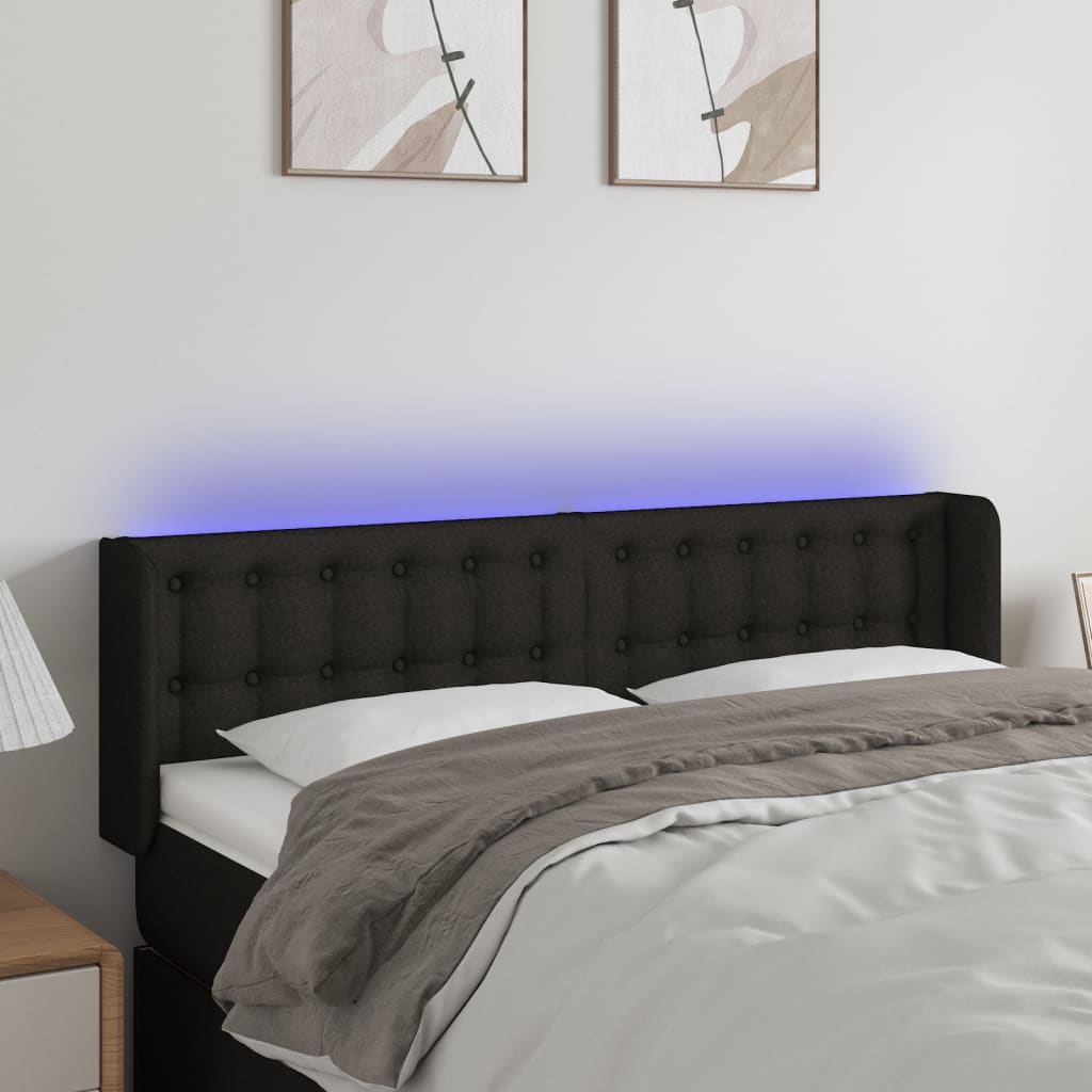 vidaXL Hoofdbord LED 83x16x78/88 cm stof lichtgrijs