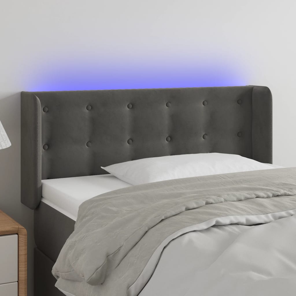 vidaXL Hoofdbord LED 83x16x78/88 cm fluweel lichtgrijs