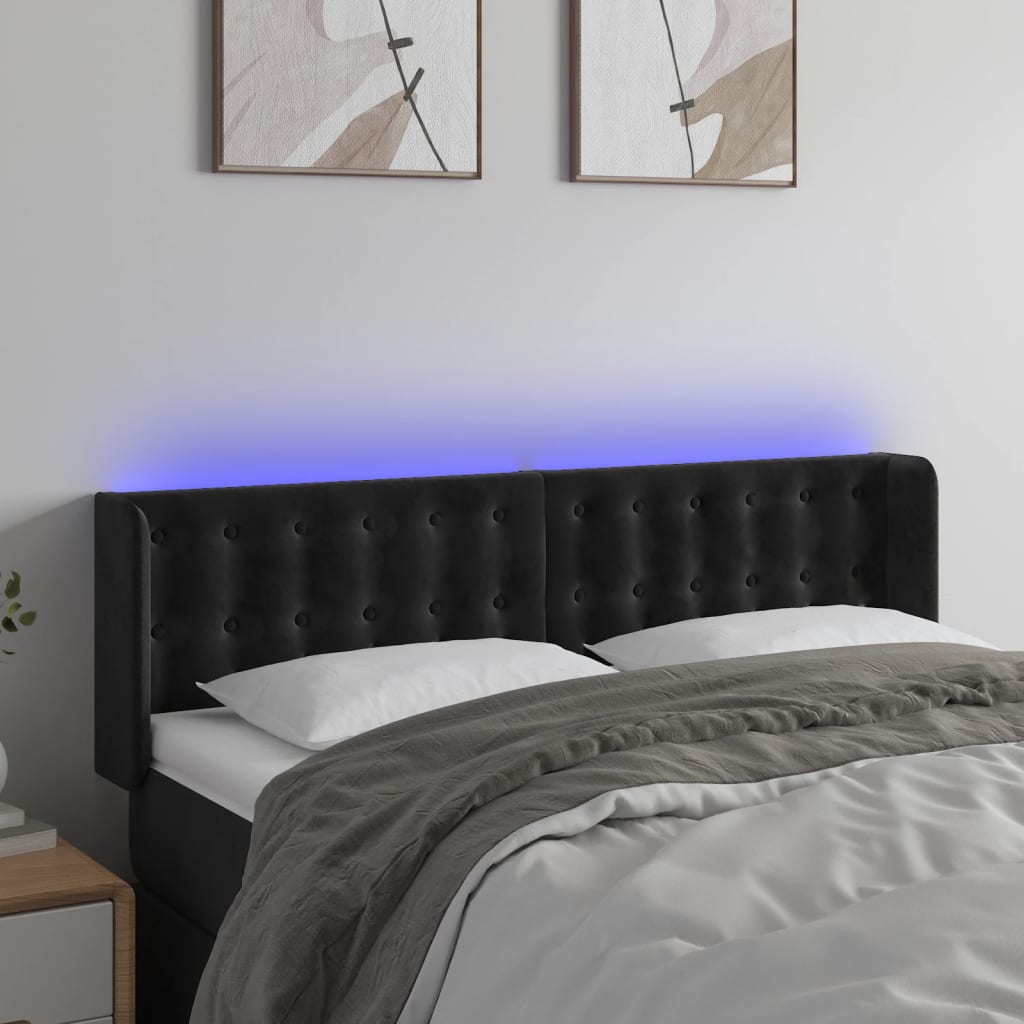 vidaXL Hoofdbord LED 83x16x78/88 cm fluweel lichtgrijs