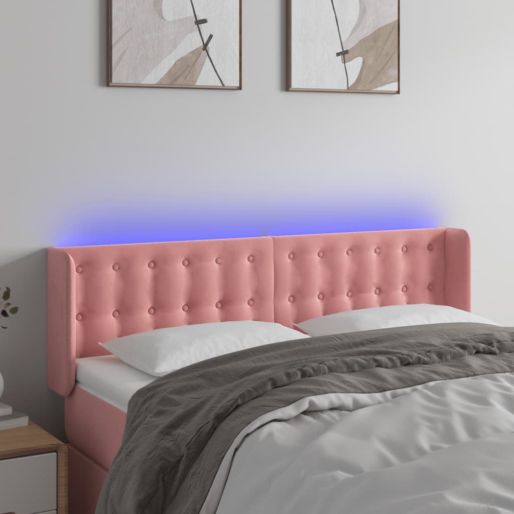 vidaXL Hoofdbord LED 83x16x78/88 cm fluweel lichtgrijs