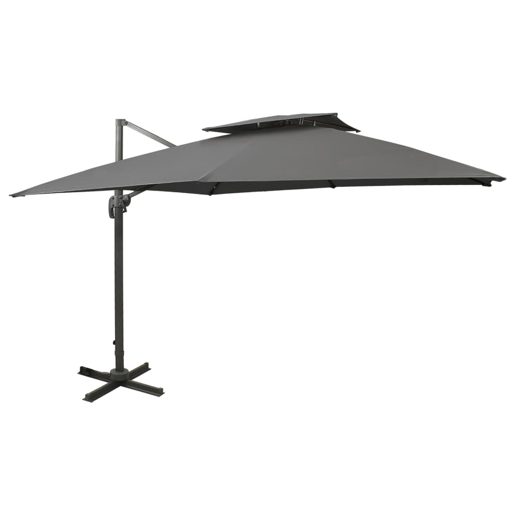 vidaXL Zwevende parasol met dubbele bovenkant 300x300 cm zandkleur