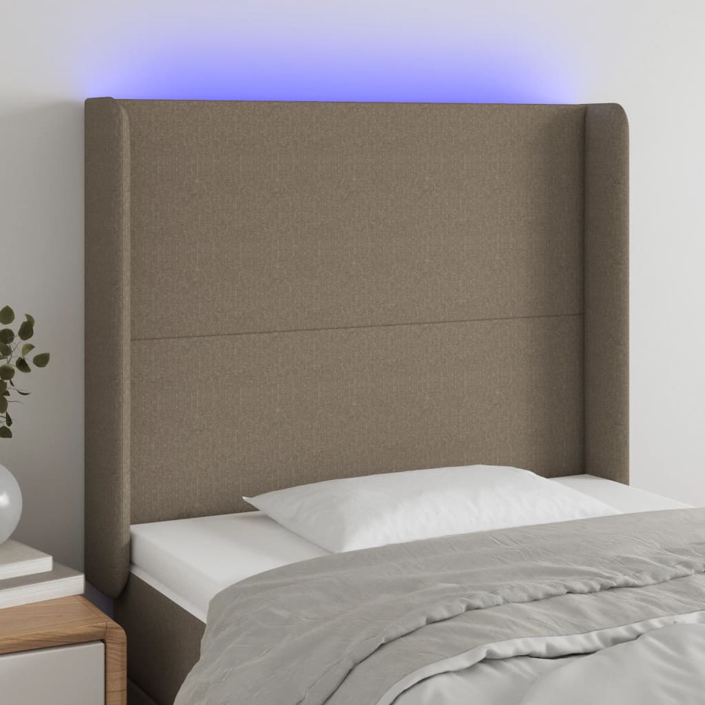 vidaXL Hoofdbord LED 83x16x78/88 cm stof lichtgrijs