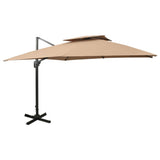vidaXL Zwevende parasol met dubbele bovenkant 300x300 cm zandkleur