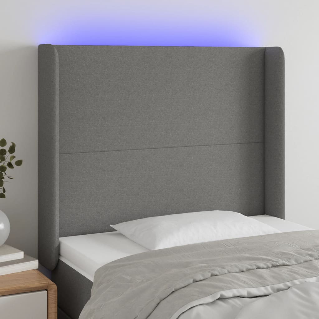 vidaXL Hoofdbord LED 83x16x78/88 cm stof lichtgrijs