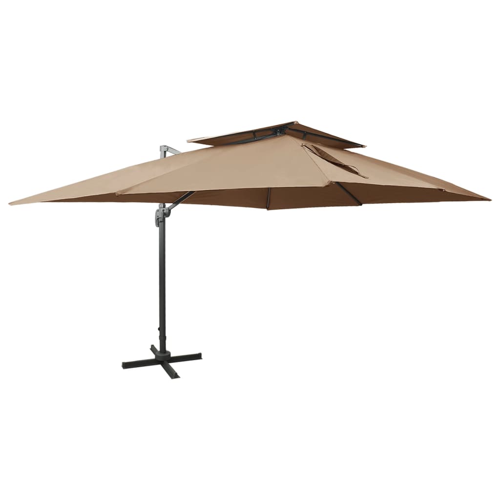 vidaXL Zwevende parasol met dubbele bovenkant 300x300 cm zandkleur