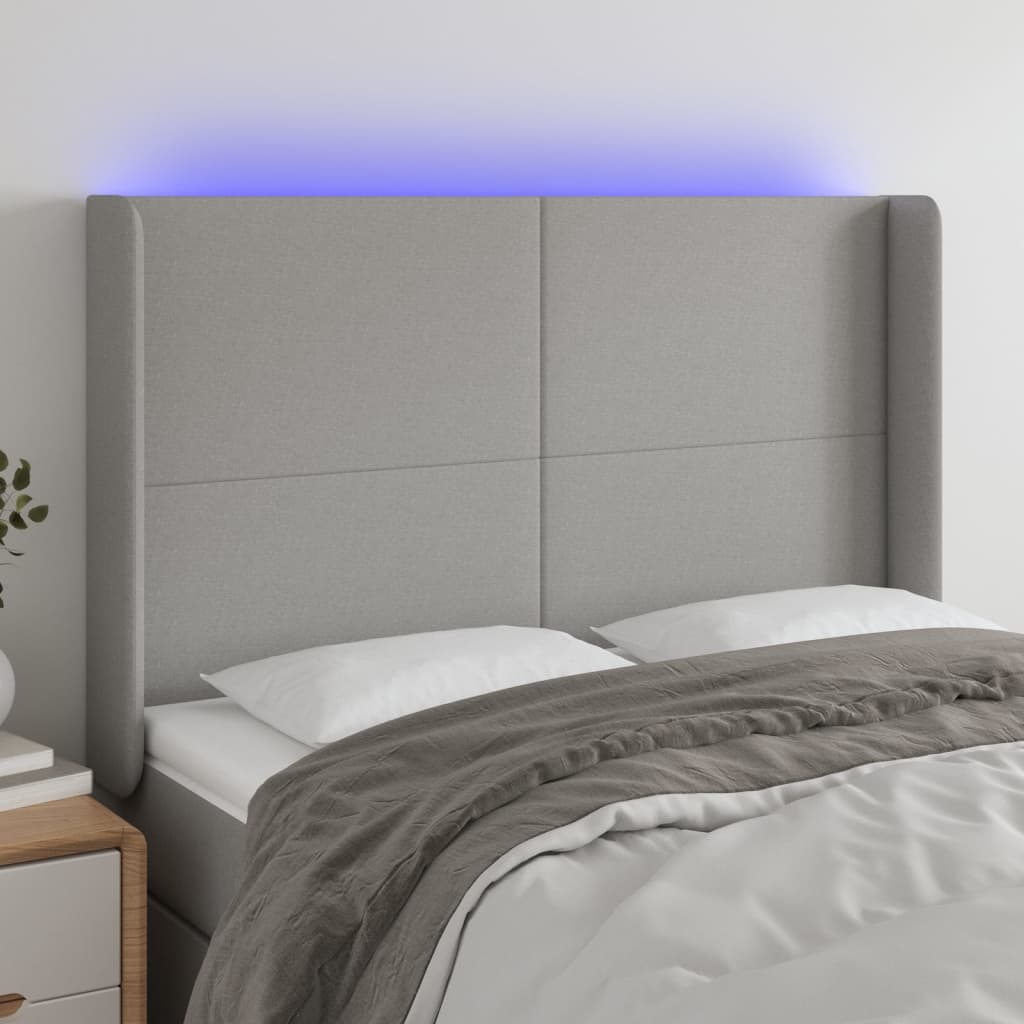 vidaXL Hoofdbord LED 83x16x78/88 cm stof lichtgrijs