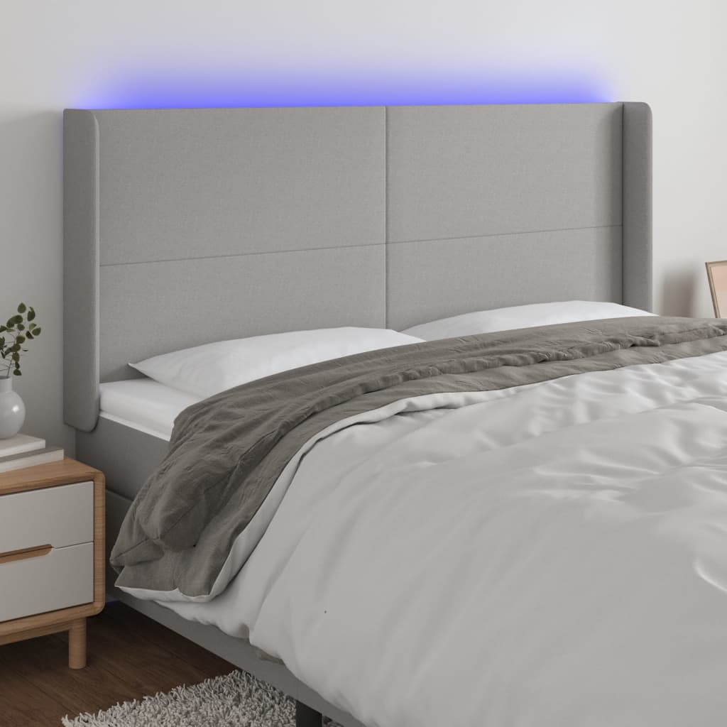 vidaXL Hoofdbord LED 83x16x78/88 cm stof lichtgrijs