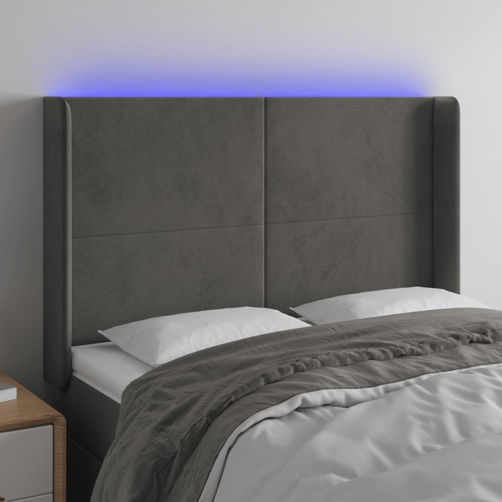 vidaXL Hoofdbord LED 83x16x78/88 cm fluweel lichtgrijs