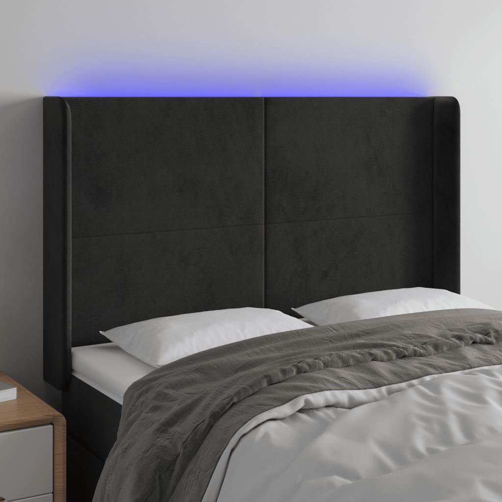 vidaXL Hoofdbord LED 83x16x78/88 cm fluweel lichtgrijs