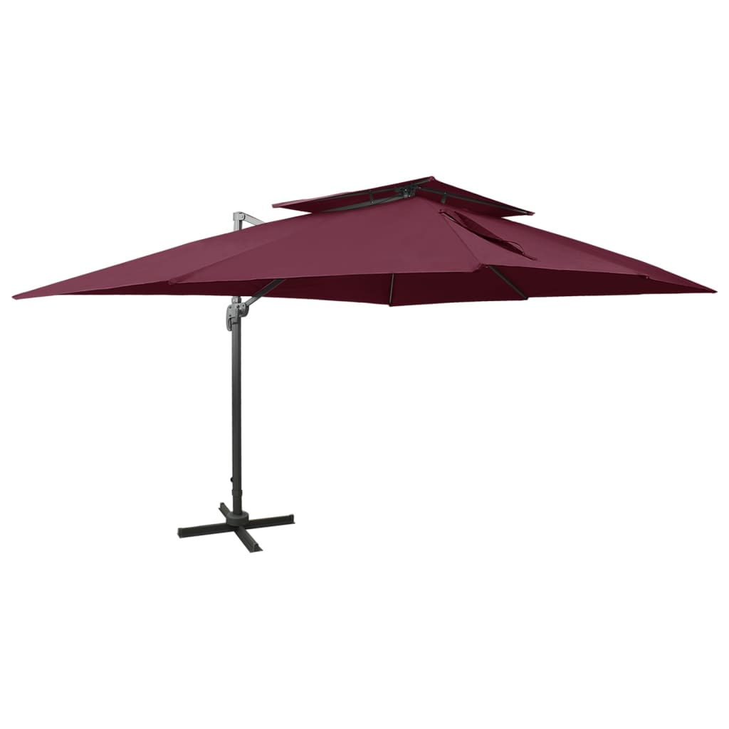 vidaXL Zwevende parasol met dubbele bovenkant 300x300 cm zandkleur