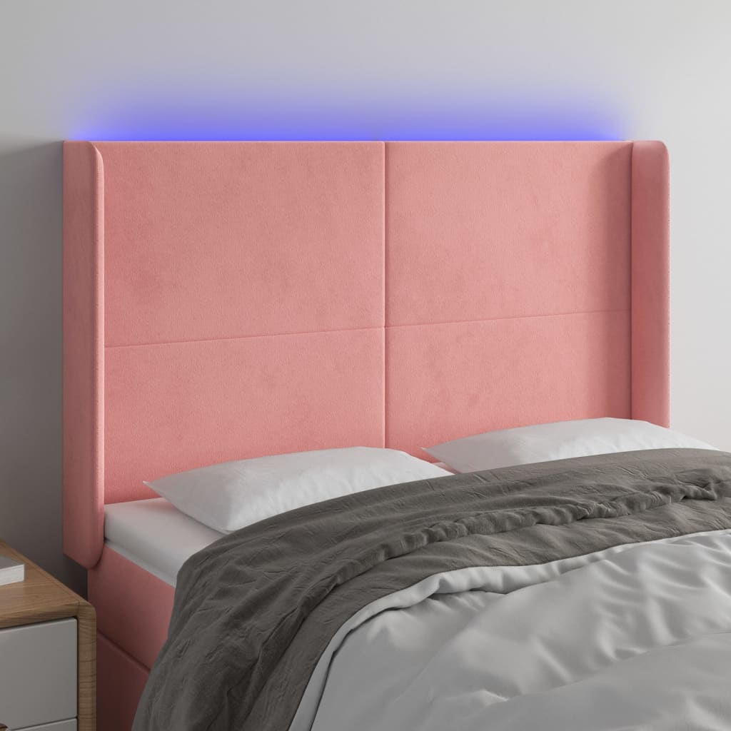 vidaXL Hoofdbord LED 83x16x78/88 cm fluweel lichtgrijs