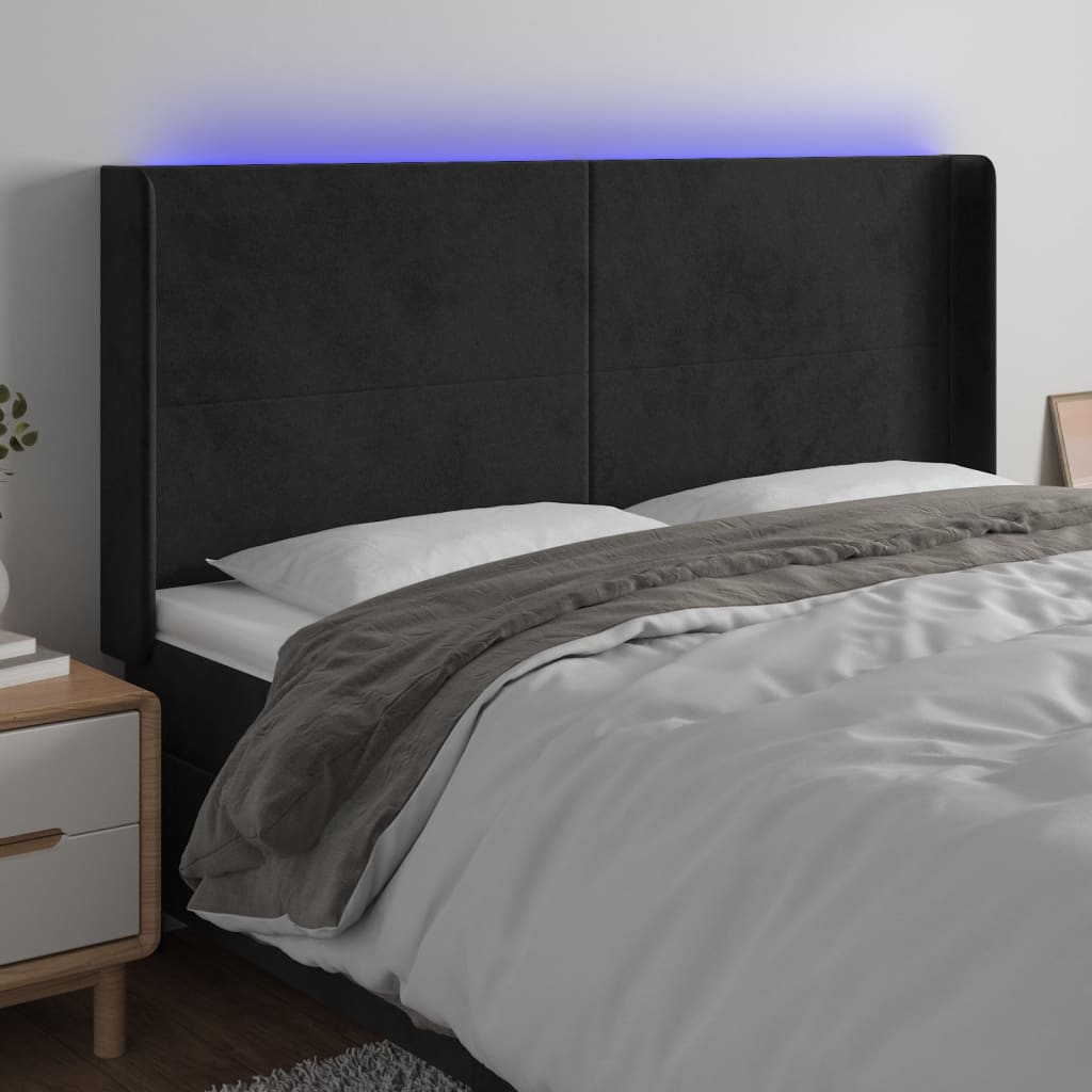vidaXL Hoofdbord LED 83x16x78/88 cm fluweel lichtgrijs
