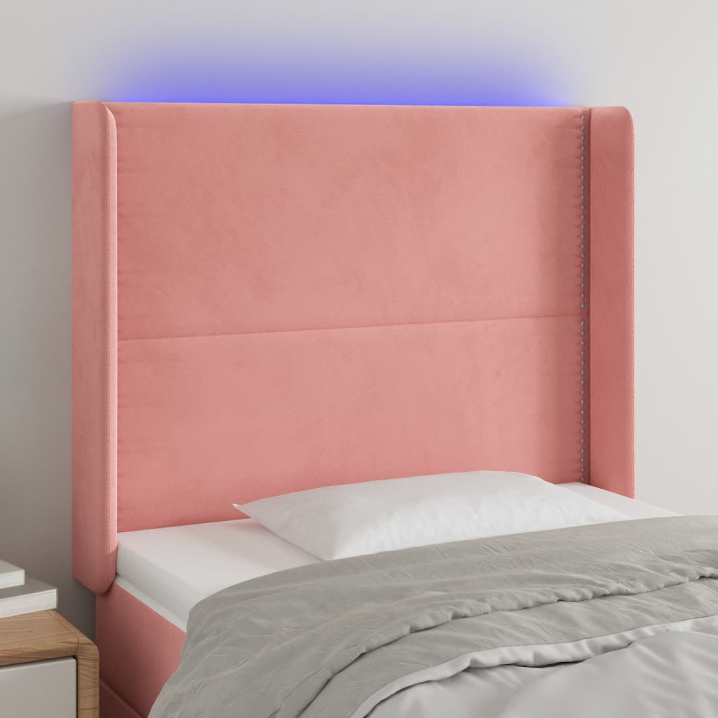 vidaXL Hoofdbord LED 83x16x78/88 cm fluweel lichtgrijs
