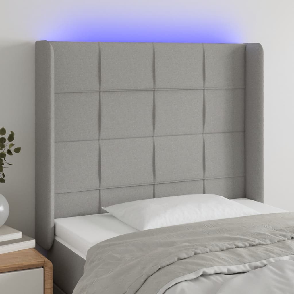 vidaXL Hoofdbord LED 83x16x78/88 cm stof lichtgrijs
