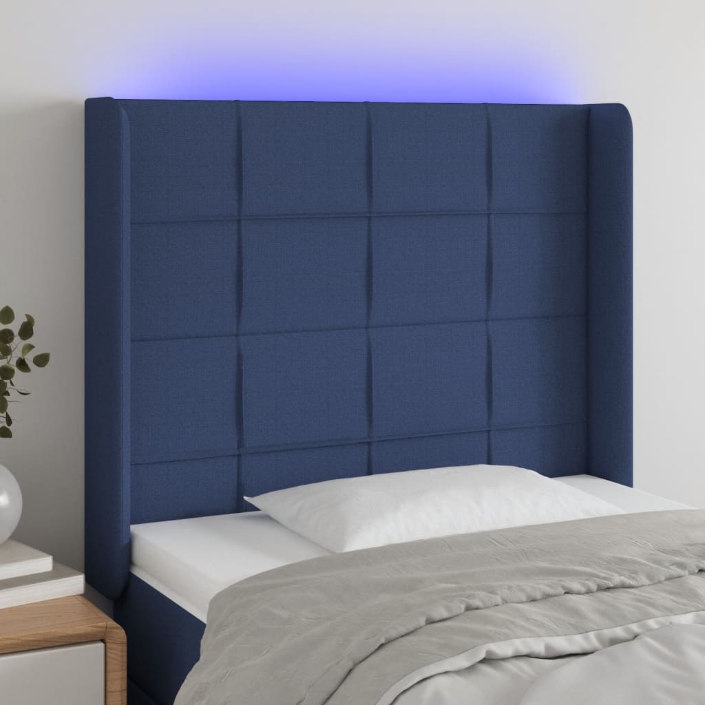 vidaXL Hoofdbord LED 83x16x78/88 cm stof lichtgrijs