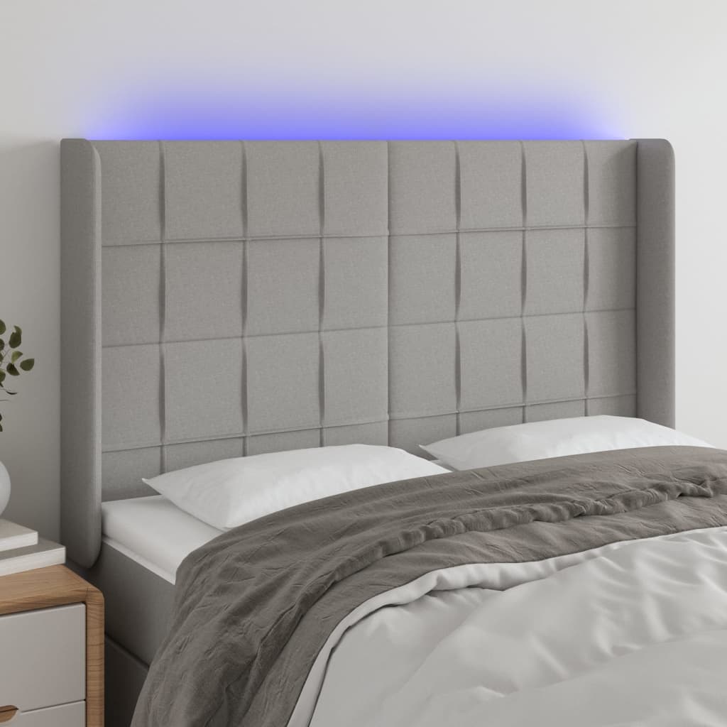 vidaXL Hoofdbord LED 83x16x78/88 cm stof lichtgrijs
